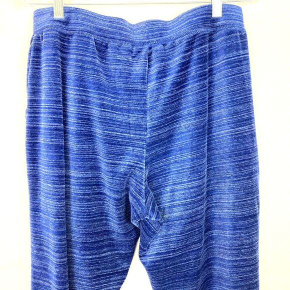 D & Co. Women's Jogger Pants Size M Blue Velour High Rise Pockets Lounge - Picture 3 of 6
